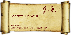 Geiszt Henrik névjegykártya